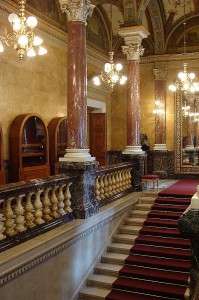 Interieur van het operahuis in Boedapest.
