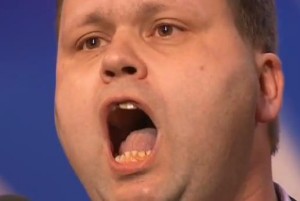 Still uit het optreden van Paul Potts in 2009.