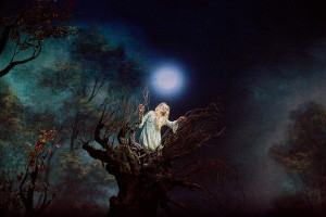 Renée Fleming zingt het lied van de maan (foto: Ken Howard / Metropolitan Opera).