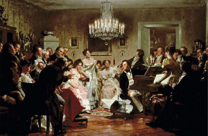Schubertiade, een schilderij van Julius Schmid.