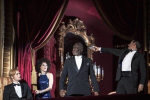 Scène met Andreas Wolf, Barbara Hannigan, Sir Willard White en Jean-Sébastien Bou (foto: Bernd Uhlig).