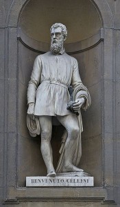 Standbeeld van Benvenuto Cellini in Florence.
