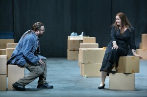 Tomislav Mužek als Erik en Ricarda Merbeth als Senta (foto: Bayreuther Festspiele / Enrico Nawrath).