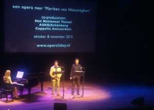 Tenor Julian Podger en regisseur Serge van Veggel presenteerden de productie Mariken in de tuin der lusten (foto: Place de l'Opera).