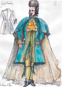 Het kostuum voor graaf Almaviva, ontworpen door Marrit van der Burgt. (© Opera Zuid)