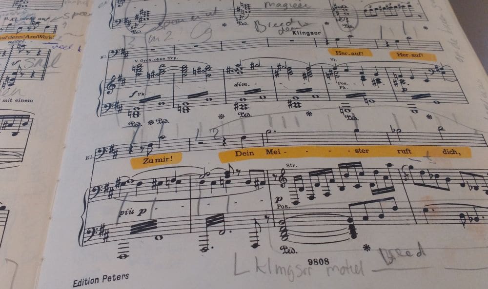 De Peters-uitgave van de partituur van Parsifal, met notities van Bastiaan Everink.