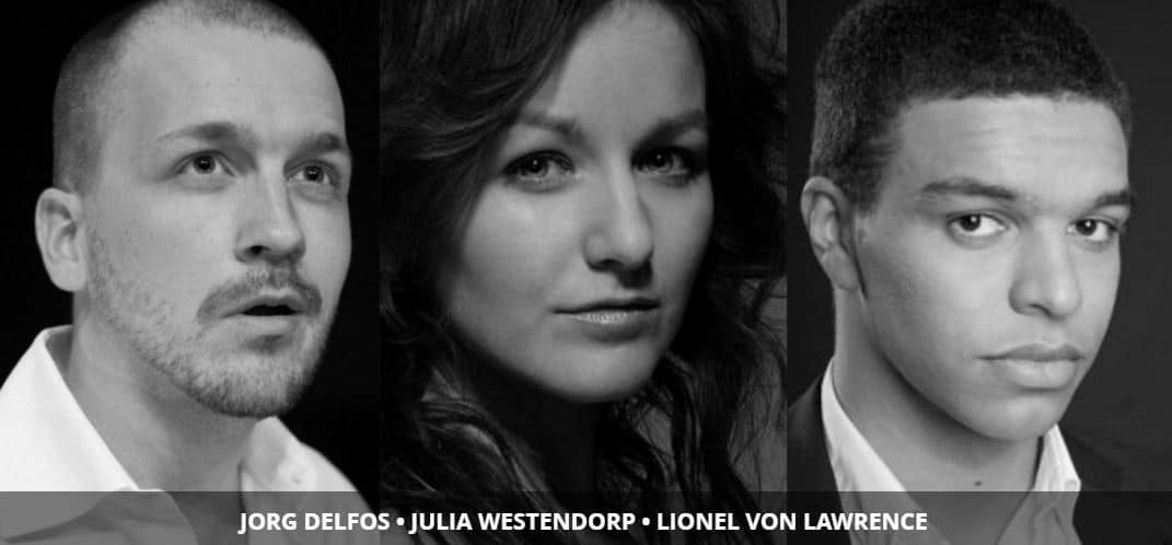 De drie solisten: Jorg Delfos, Julia Westendorp en Lionel von Lawrence.